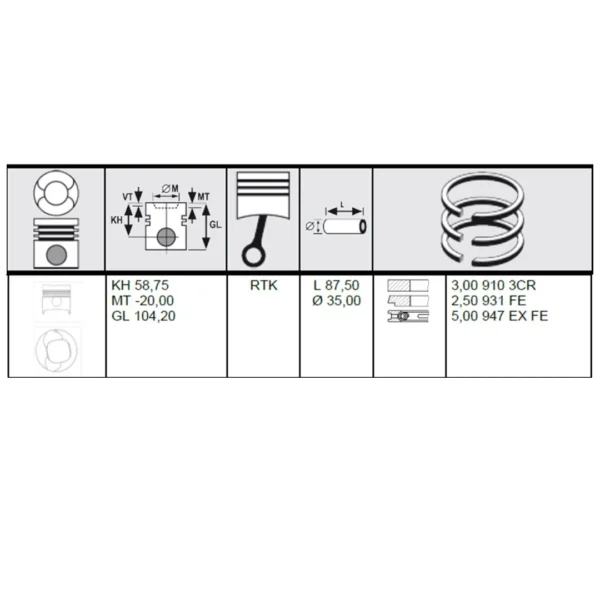 PISTONS ISUZU ELF 4BD1-T STANDARD ENGINES (SET OF 4)