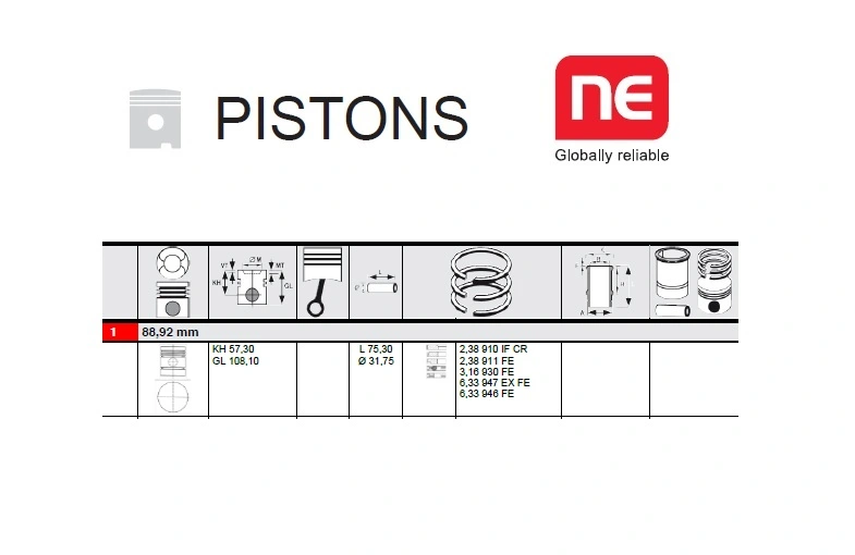 PISTON PERKINS 4.192 AND 6.288 ENGINES