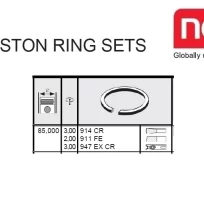 PISTON RING PEUGEOT XUD11 ENGINE STD. 85.00MM FOR MELROE SPRA-COUPE